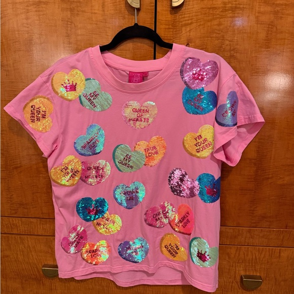 💖Queen Of Sparkles Sequin Candy Heart Tee XS 💖 - Picture 2 of 11
